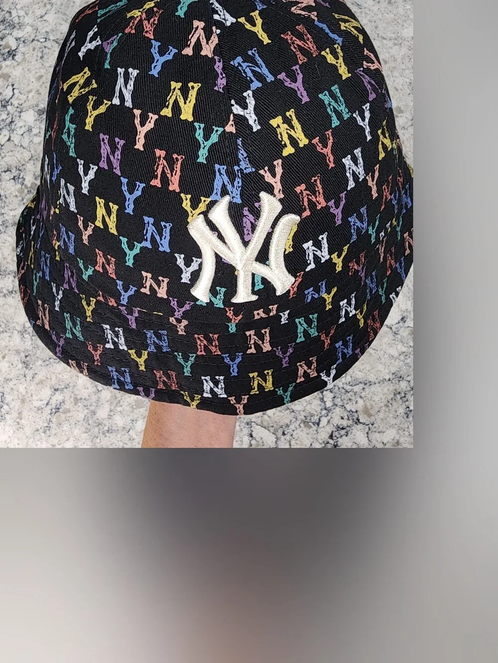 Sports MLB Korea Black Dome Bucket Hat with NY Monogram Rare Unisex Collectable
